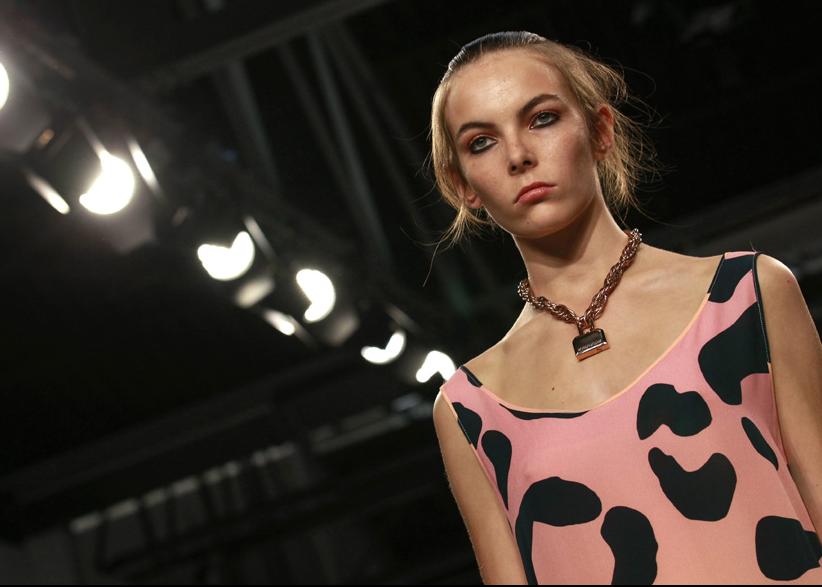 A model presents a creation at the House of Holland 2012 Spring/Summer collection during London Fashion Week September 17, 2011.