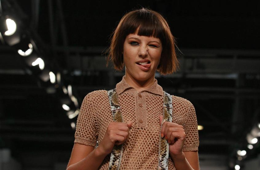 A model presents a creation at the House of Holland 2012 Spring/Summer collection during London Fashion Week September 17, 2011.