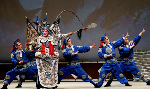 Artists perform in the Beijing Opera 'Yan Dang Mountain' at the Lincoln Center in New York, the United States, Sept. 17, 2011. 