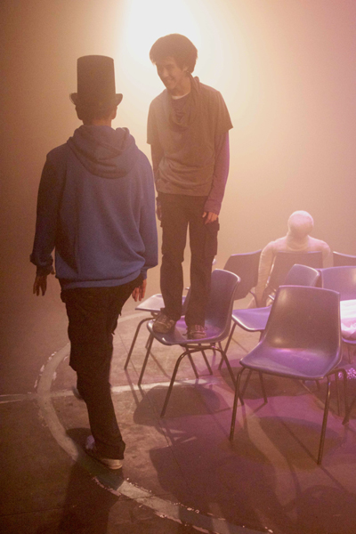 Alexandre Ross (l.) and Chris Chan (r.) star in Lumenis Theatre's production of 'Magical Chairs', an absurdist short play by Mary Mazzilli. The show made its Beijing debut at the 2011 Beijing Fringe Festival on Sept. 17. 