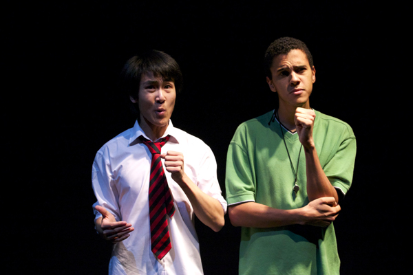 Chris Chan (l.) and Alexandre Ross (r.) interact during Lumenis Theatre's production of 'There's Only One Wayne Lee', an adaptation of the play by Roy Williams. The show made its Beijing debut at the 2011 Beijing Fringe Festival on Sept. 17. 