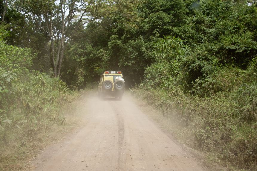 Arusha National Park has preserved the the park basically to its original state, making the dusty interior roads a scene as well. [Maverick Chen / China.org.cn]