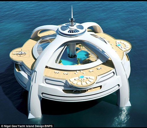 Fantasy island: As this artist's impression shows, Project Utopia is more like a floating city than a boat. [Agencies]