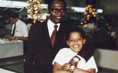 Barack Obama is seen with his father, Barack Obama Snr, in a family photo in the 1960s. [Reuters]
