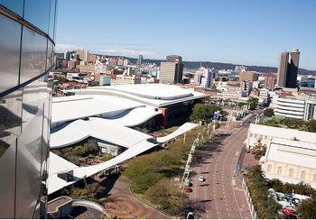 The International Conference Centre Durban and the adjoining ICC Arena from the adjacent Hilton Hotel Durban. [File photo] 