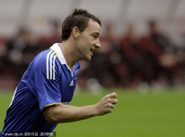 John Terry of Chelsea celebrates scoring a goal during the Russian Railways Cup match between Chelsea and Milan at the Lokomotiv Stadium on August 03, 2008 in Moscow, Russia.