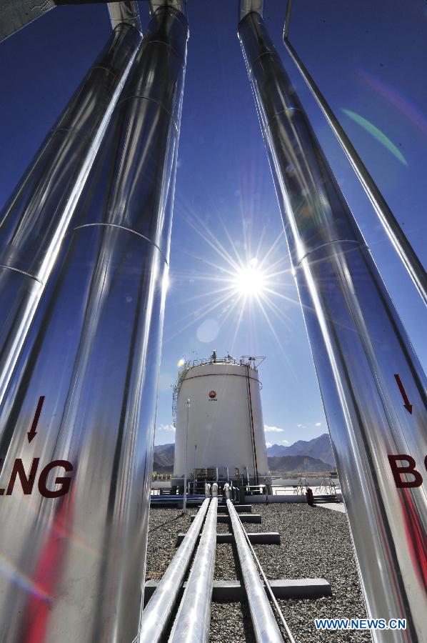 Photo taken on Oct. 26, 2011 shows the first natural gas supply station in Lhasa, capital of southwest China's Tibet Autonomous Region. China National Petroleum Company (CNPC), China's largest oil and gas producer, has put the first natural gas supply station into operation here Wednesday. The station with the other two under-construction ones are expected to annually supply 30 million cubic meters of natural gas.