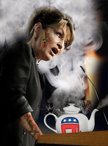 There's only one thing scarier than Sarah Palin becoming President ... Zombie Sarah Palin becoming President. 这世上只有一件事儿比莎拉•佩林担任美国总统还要可怕……那就是：“僵尸”莎拉•佩林成了美国总统。