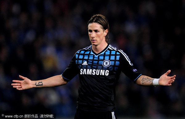 Fernando Torres of Chelsea gestures during the UEFA Champions League Group E match between KRC Genk and Chelsea at the KRC Genk Arena on November 1, 2011 in Genk, Belgium.