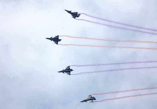 Bayi Aerobatic Team of PLA Air Force perform in Weifang