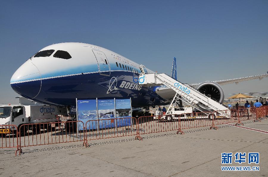 A plane on display at the Dubai International Airshow which kicked off on November 13, 2011. 