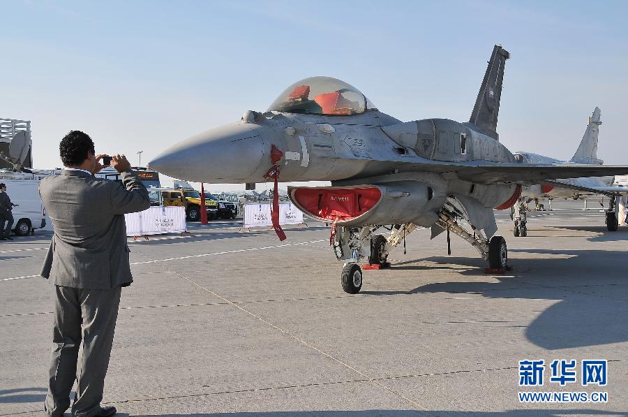 A fighter on display at the Dubai International Airshow which kicked off on November 13, 2011.