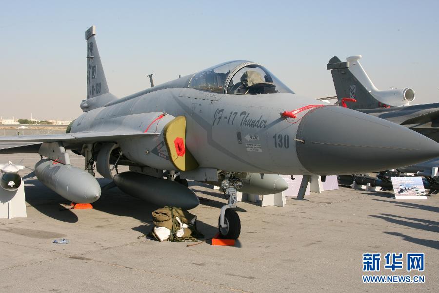 A fighter on display at the Dubai International Airshow which kicked off on November 13, 2011.