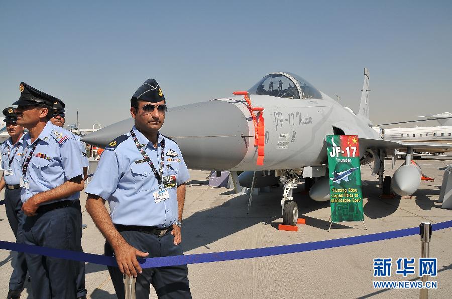 A fighter on display at the Dubai International Airshow which kicked off on November 13, 2011. 