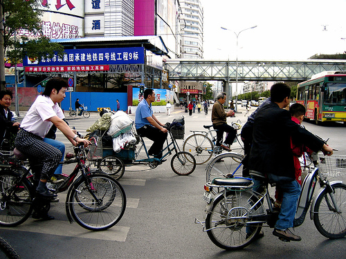 China's capital city of Beijing is shown a growing number of bikes on the street. [File photo] 