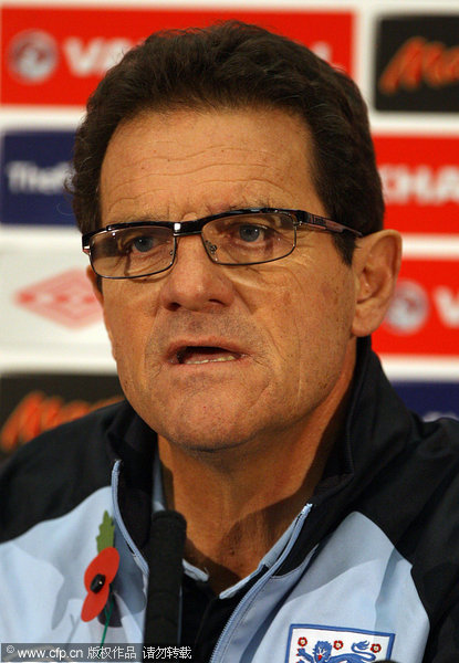 England's manager Fabio Capello during the press conference at Wembley Stadium, London.