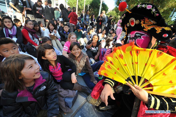 An artist performs Chinese opera during Chinese Culture Day Celebration at San Francisco State University in San Francisco, the United States, Nov. 14, 2011.