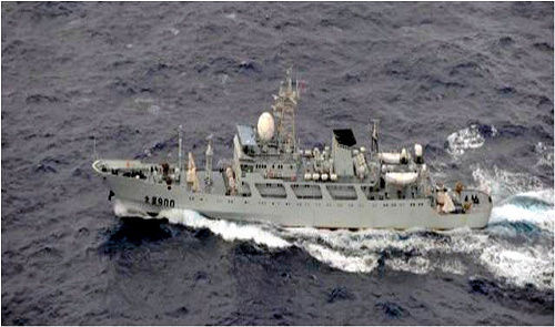 Japanese media published photos claiming PLA Navy's surveillance vessel crossed international waters nearby Okinawa. [Global Times]