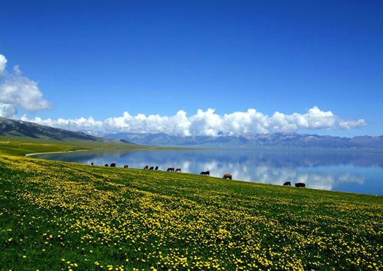 Sayram Lake, one of the 'top 10 attractions in Xinjiang, China' by China.org.cn.