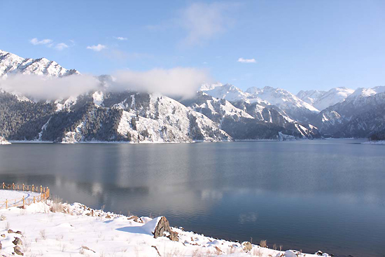 Heavenly Lake Scenic Spot in Tianshan Mountain, one of the 'top 10 attractions in Xinjiang, China' by China.org.cn.