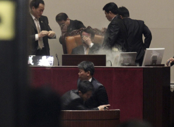 Clash at the National Assembly in Seoul
