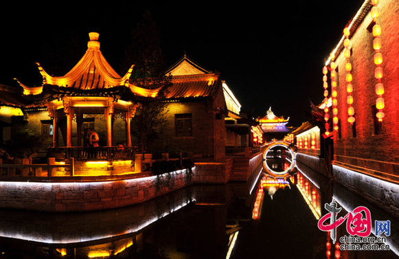 Night scene of Taierzhuang Ancient Town