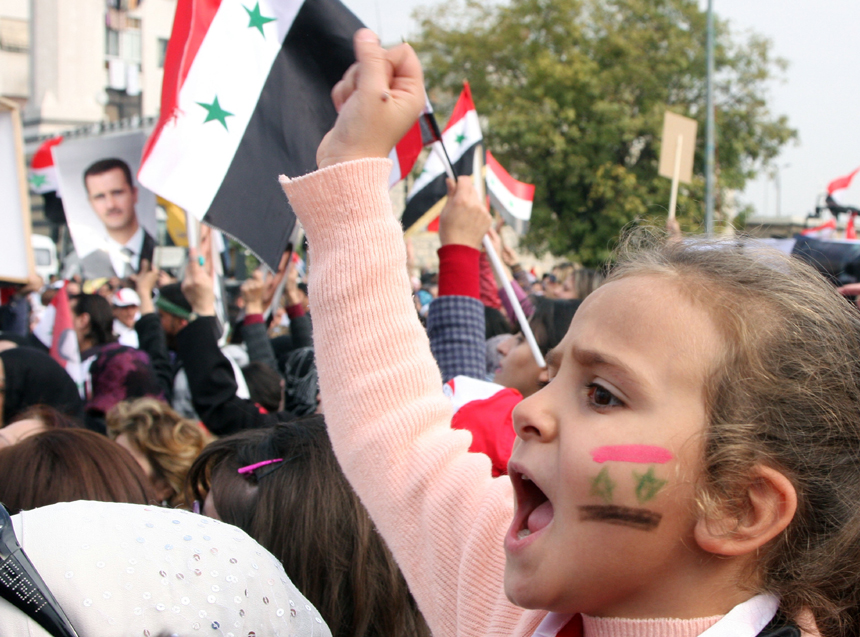 Syrians demonstrate in Damascus on Nov.24, 2011. 