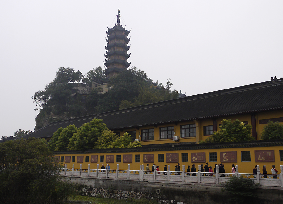 A view of Jinshan Park in Zhenjiang, Jiangsu Province, where locates Jinshan Temple, also known as Golden Hill Temple. Being built 1,600 years ago, the temple became well known due to the Emperor Kangxi's visits during Qing Dynasty and was involved in numerous popular folk legends in the Chinese history. It has become a symbol of the city. [Photo by Xu Lin / China.org.cn]