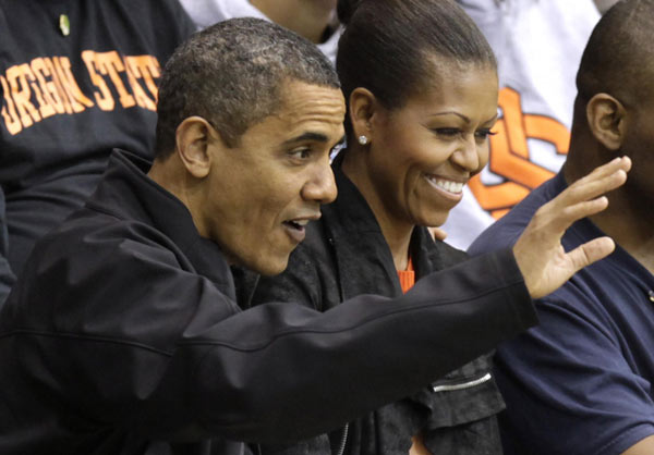 Obama and wife attend NCAA basketball game