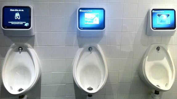 British company Captive Media developed a urinal mounted, urine-controlled games console for men. [Agencies]