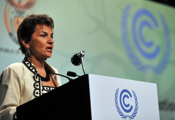 Executive secretary of the UN Framework on Climate Change Christiana Figueres speaks  at the UN Climate Change Conference in Durban. [Agencies]