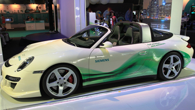 Electric vehicles on display in Durban