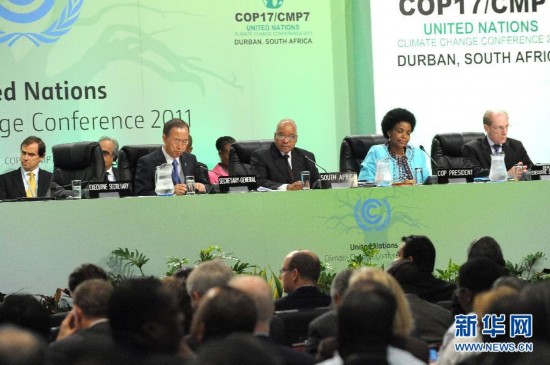 Secretary-General Ban Ki-moon attends the United Nations Climate Change Conference in Durban, South Africa.
