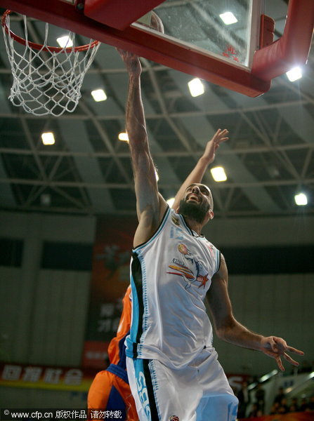 Zaid Abbas of Fujian lays up during a CBA game between Shanghai and Fujian on December 12, 2011.