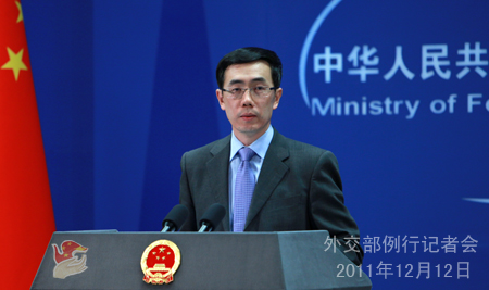 Foreign Ministry spokesman Liu Weimin speaks at a daily news briefing.