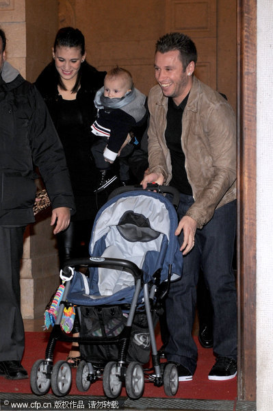 Antonio Cassano's family attend the AC Milan Christmas Party at the Royal Pavilion at the Central Station on December 14, 2011 in Milan, Italy.