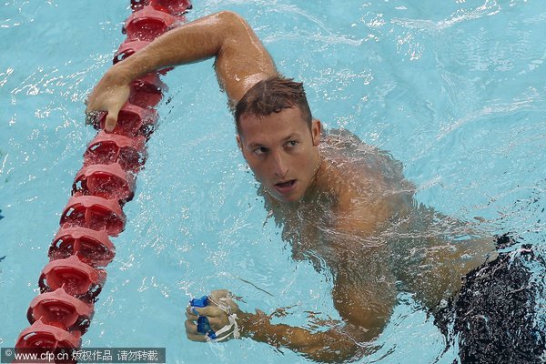  Ian Thorpe of Australia checks his time after competing in the Men's 100m Butterfly heats during day two of the 2011 FINA World Cup at Singapore Sports School on November 5, 2011 in Singapore.