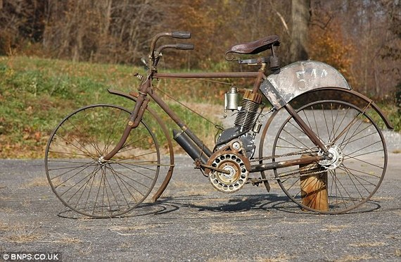 Relic: The 105-year-old Indian Camelback 'motorbike' is worth £50,000 thanks to its 'unrestored' appearance. [Agencies]