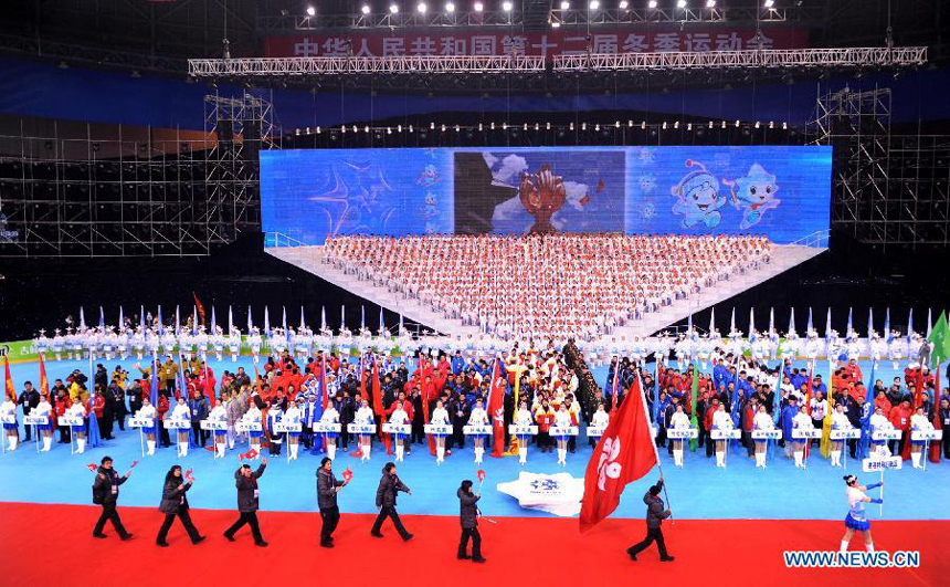 The opening ceremony of the 12th National Winter Games is held in Changchun, capital of northeast China's Jilin Province, Jan. 3, 2012. 