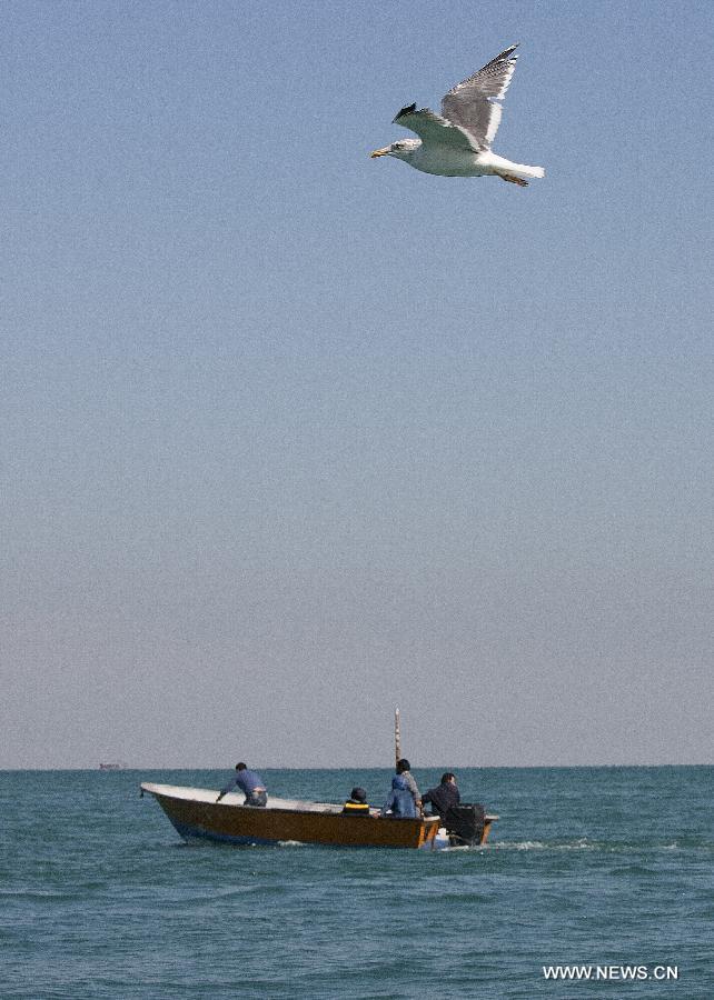 File Photo taken on Dec. 24, 2011 shows a boat on the Persian Gulf near the Qeshm Island in south Iran. A total of 17 people died after a passenger boat sank off the Iranian coast on sunday, according to Fars news agency. 