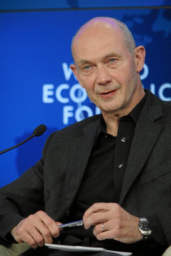 Pascal Lamy, Director-General of World Trade Organization (WTO), attends a session 'After Doha: The Future of Global Trade' at the Annual Meeting 2012 of the World Economic Forum at the congress centre in Davos, Switzerland, Jan. 28, 2012. [Xinhua]