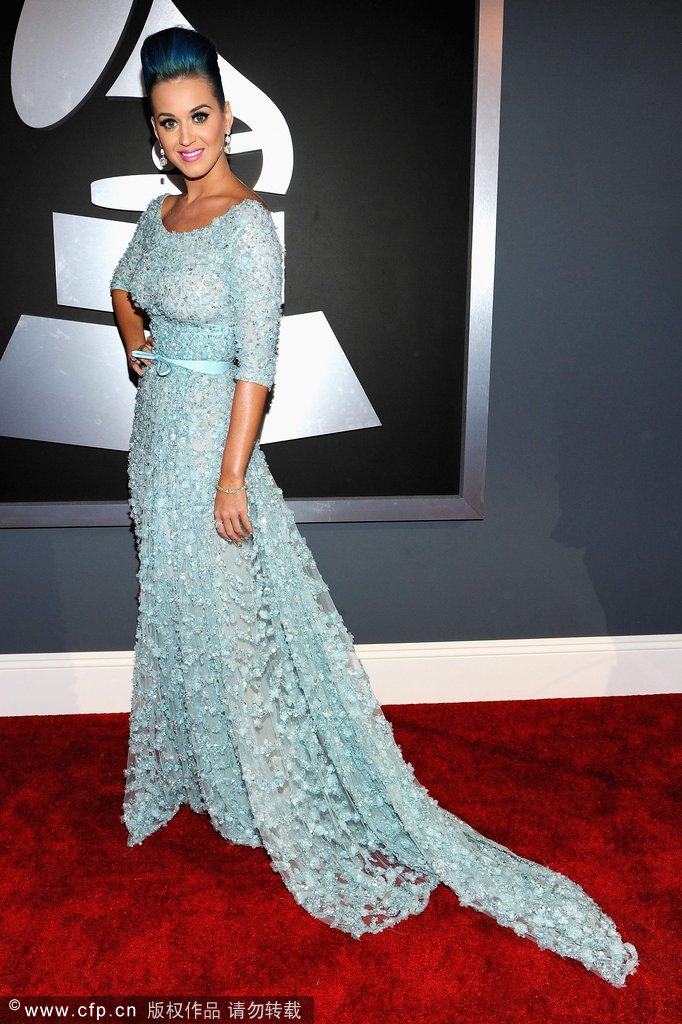 Singer Katy Perry arrives at the 54th annual Grammy Awards held at Staples Center on Feb. 12, 2012 in Los Angeles, California.