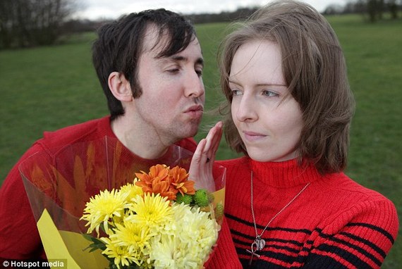 I'll just take the flowers: Poor Rachel Prince can't even kiss her fiance Lee Warwick due to a rare allergy to water. [Agencies]
