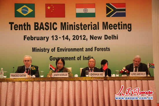 BASIC countries including China, India, Brazil and South Africa participate in the 10th BASIC Ministerial Meeting on Climate Change in New Delhi Tuesday. [people.com.cn]