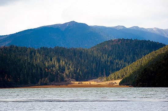 On the bank of the Shudu Lake in Potatso National Park, rolling mountains can be seen bathed in the winter sunshine. [Photo: sina.com.cn] 