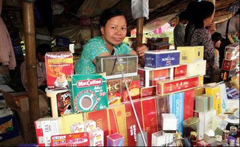 A wide range of Vietnamese products are sold in a local market.