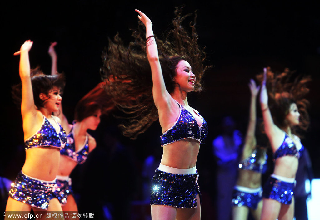 Cheerleaders perform during the CBA All-Star Game on February 19, 2012.