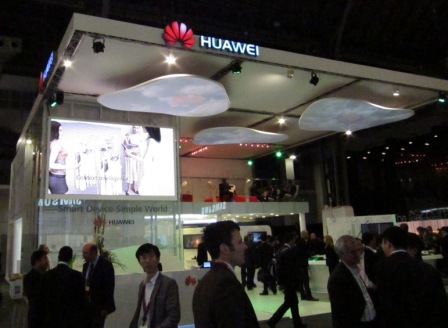 Huawei's booth at an exhibition. [File photo]
