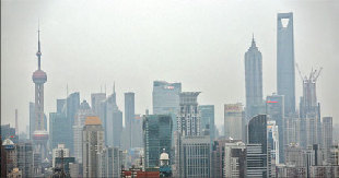 Highrises from both Puxi and Pudong are seen during overcast weather yesterday in Shanghai. 