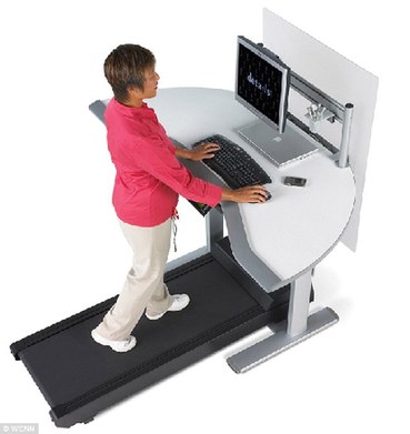 The workstations allow office employees to remain active while working. [Agencies]
